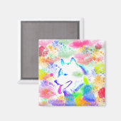 アラスカンマラムートドッグウォーターカラーアートポートレート マグネット (正面/裏面)