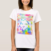 アラスカンマラムートドッグウォーターカラーアートポートレート Tシャツ (正面)