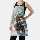 アラスカンマラムートドッグオートバイクリスマス エプロン (インサイチュ)