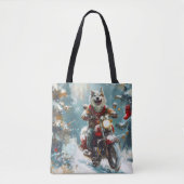 アラスカンマラムートドッグオートバイクリスマス トートバッグ (正面)