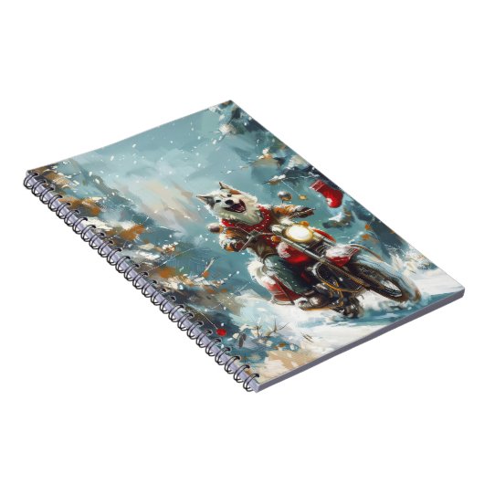 アラスカンマラムートドッグオートバイクリスマス ノートブック (右側)
