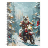 アラスカンマラムートドッグオートバイクリスマス ノートブック (正面)