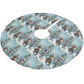 アラスカンマラムートドッグオートバイクリスマス ブラッシュドポリエステルツリースカート (アングル)