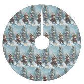 アラスカンマラムートドッグオートバイクリスマス ブラッシュドポリエステルツリースカート (正面)