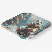 アラスカンマラムートドッグオートバイクリスマス ペーパープレート (傾斜あり)