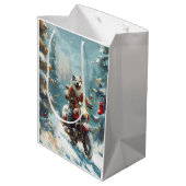 アラスカンマラムートドッグオートバイクリスマス ミディアムペーパーバッグ (裏面アングル)