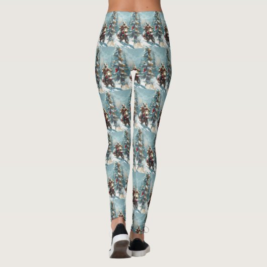 アラスカンマラムートドッグオートバイクリスマス レギンス (裏面)