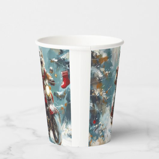 アラスカンマラムートドッグオートバイクリスマス 紙コップ (右)