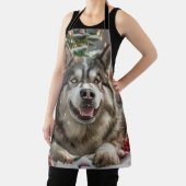アラスカンマラムートドッグクリスマスフェスティバル エプロン (インサイチュ)