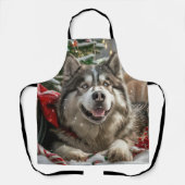 アラスカンマラムートドッグクリスマスフェスティバル エプロン (正面)