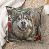 アラスカンマラムートドッグクリスマスフェスティバル クッション (ブランケット)