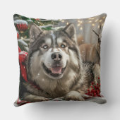 アラスカンマラムートドッグクリスマスフェスティバル クッション (裏面)