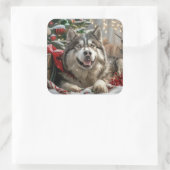 アラスカンマラムートドッグクリスマスフェスティバル スクエアシール (バッグ)