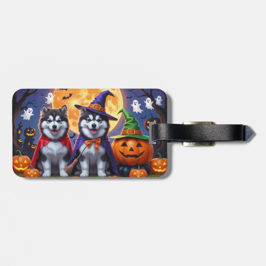 アラスカンマラムートドッグスパンプキンハロウィンおもしろい ラゲッジタグ (裏面横)