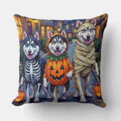 アラスカンマラムートドッグズトリックまたはトリートハロウィーン クッション (正面)