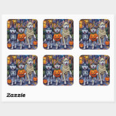 アラスカンマラムートドッグズトリックまたはトリートハロウィーン スクエアシール (シート)