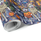 アラスカンマラムートドッグズトリックまたはトリートハロウィーン ラッピングペーパー (ロールコーナー)