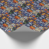 アラスカンマラムートドッグズトリックまたはトリートハロウィーン ラッピングペーパー (角)