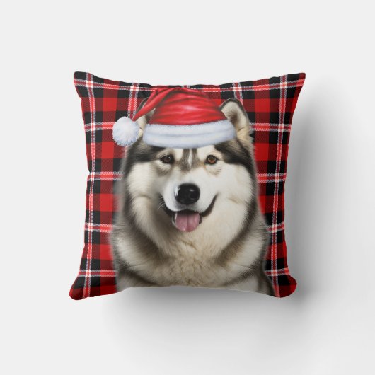 アラスカンマラムートドッグプレイドクリスマスホリデー クッション (裏面)
