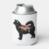 アラスカンマラムートドッグボホフローラシルエット 缶クーラー (缶正面)