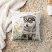 アラスカンマラムートドッグママフローラ クッション (ブランケット)