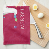 アラスカンマラムートドッグメリークリスマスデザイン キッチンタオル (四つ折り)