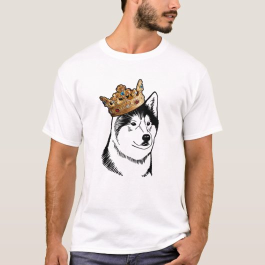 アラスカンマラムートドッグ着て王冠 Tシャツ (正面)