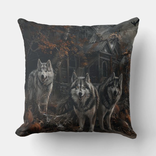 アラスカンマラムートハロウィンナイトドギーディライト クッション (正面)