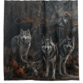 アラスカンマラムートハロウィンナイトドギーディライト シャワーカーテン (正面)