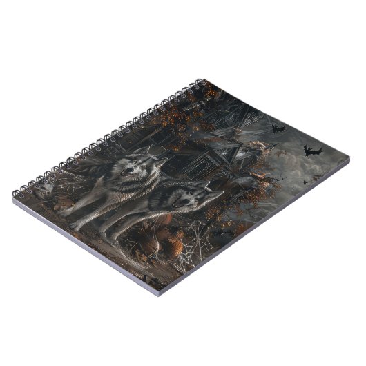 アラスカンマラムートハロウィンナイトドギーディライト ノートブック (左側)