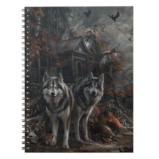 アラスカンマラムートハロウィンナイトドギーディライト ノートブック (正面)