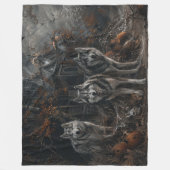 アラスカンマラムートハロウィンナイトドギーディライト フリースブランケット (正面)