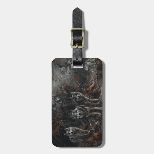 アラスカンマラムートハロウィンナイトドギーディライト ラゲッジタグ (正面縦)