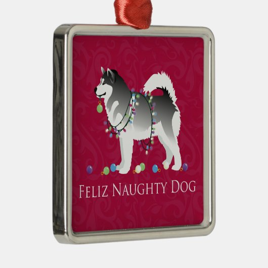 アラスカンマラムートフェリズドッグいけなクリスマス メタルオーナメント (右)