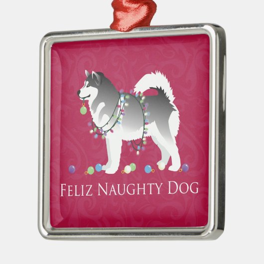 アラスカンマラムートフェリズドッグいけなクリスマス メタルオーナメント (左)