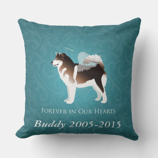 アラスカンマラムートペットロスデザイン クッション (正面)