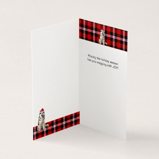 アラスカンマラムートホリデープレイドクリスマスカード (内部)