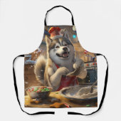 アラスカンマラムートホリデーベーキング:フェスティバルクリスマス エプロン (正面)