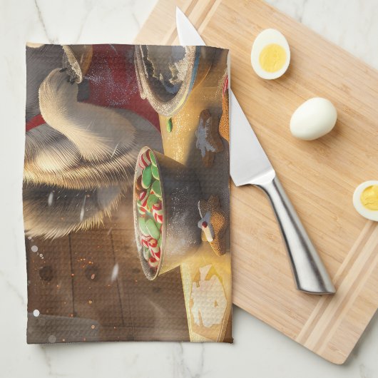 アラスカンマラムートホリデーベーキング:フェスティバルクリスマス キッチンタオル (四つ折り)