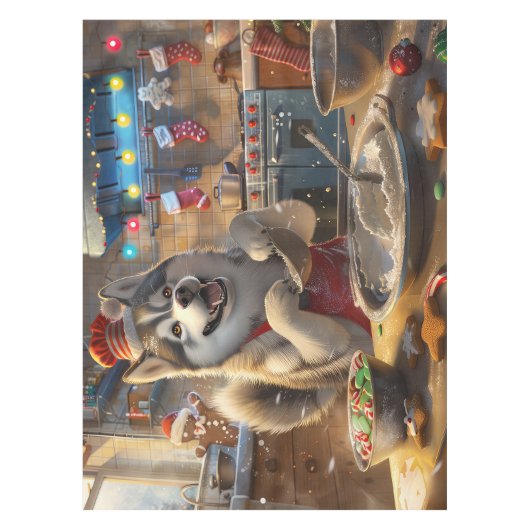 アラスカンマラムートホリデーベーキング:フェスティバルクリスマス テーブルクロス (正面)