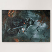 アラスカンマラムートライディングオートバイハロウィーン怖い ジグソーパズル (横)