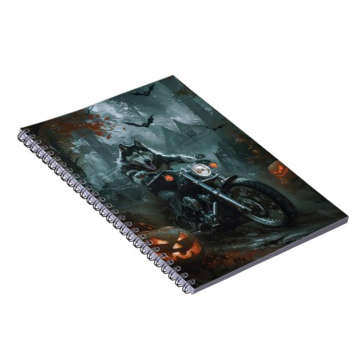 アラスカンマラムートライディングオートバイハロウィーン怖い ノートブック (右側)