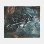 アラスカンマラムートライディングオートバイハロウィーン怖い フリースブランケット (正面(横))