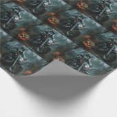 アラスカンマラムートライディングオートバイハロウィーン怖い ラッピングペーパー (角)