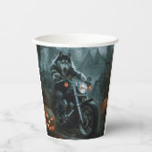 アラスカンマラムートライディングオートバイハロウィーン怖い 紙コップ (正面)