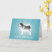 アラスカンマラムート誕生日デザイン カード (黄色い花)