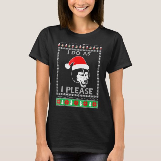 アラスカンマラムート醜いクリスマス Tシャツ (正面)