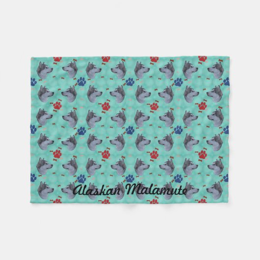 アラスカンマラムート フリースブランケット (正面(横))