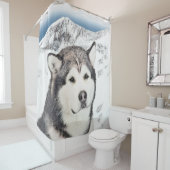 アラスカンマラ絵画ムテの – かわいいオリジナルドッグアート シャワーカーテン (インサイチュ)