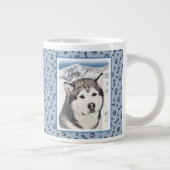 アラスカンマラ絵画ムテの – かわいいオリジナルドッグアート ジャンボコーヒーマグカップ (右)
